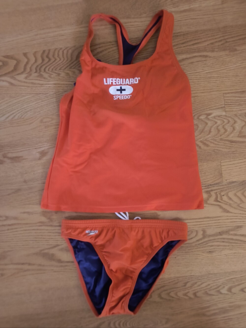 Speedo Lifeguard 2 Piece Swimsuit ORANGE Size Medium